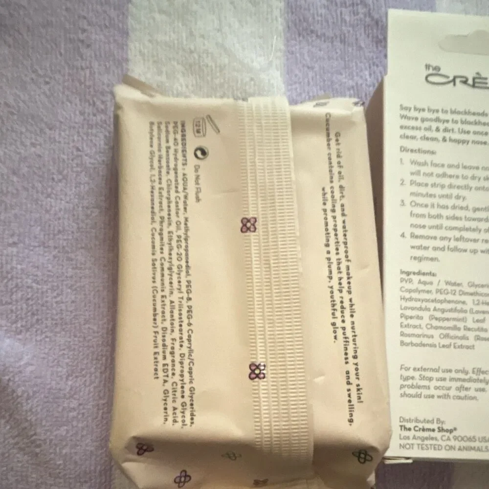 The Crème Shop Cucumber Makeup Remover Wipes 30ct + Bye Bye Blackheads Strips